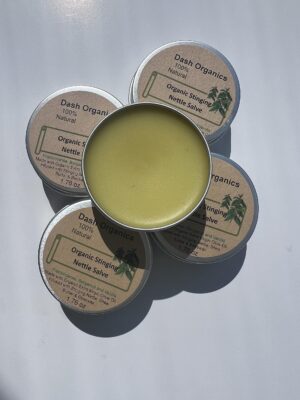 Ungüento de ortiga orgánica DashOrganics frasco frontal