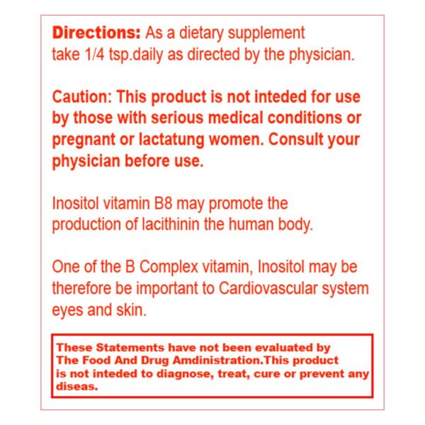 Unike Nutra Super Inositol etiqueta de ingredientes