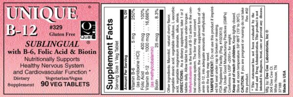 Cápsulas veganas Unique B-12 sublingual