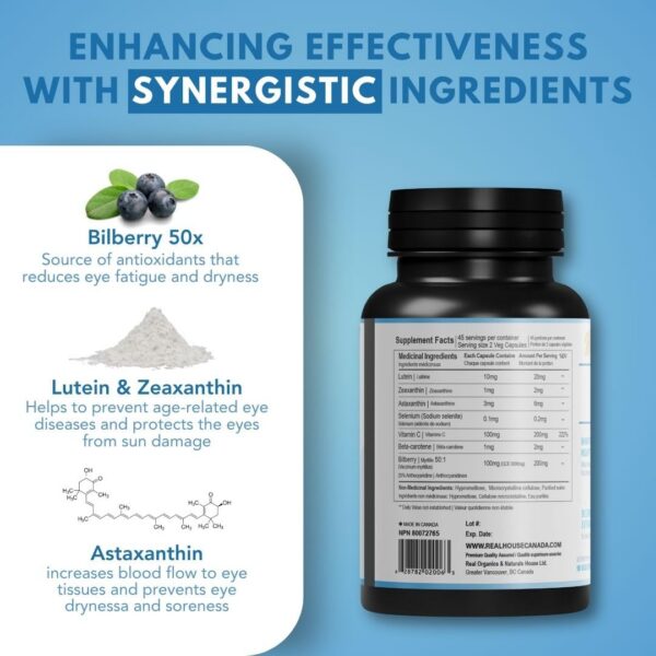 Etiqueta de bilberry y luteina