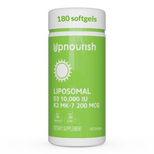 UpNourish Vitamina D3 K2 liposomal suplemento 180 mini softgels