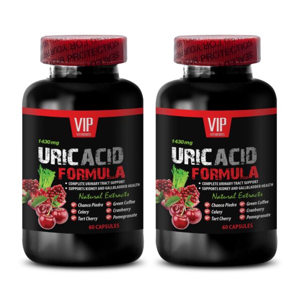 Version 1.0.0 Frasco de la fórmula para ácido úrico con etiqueta