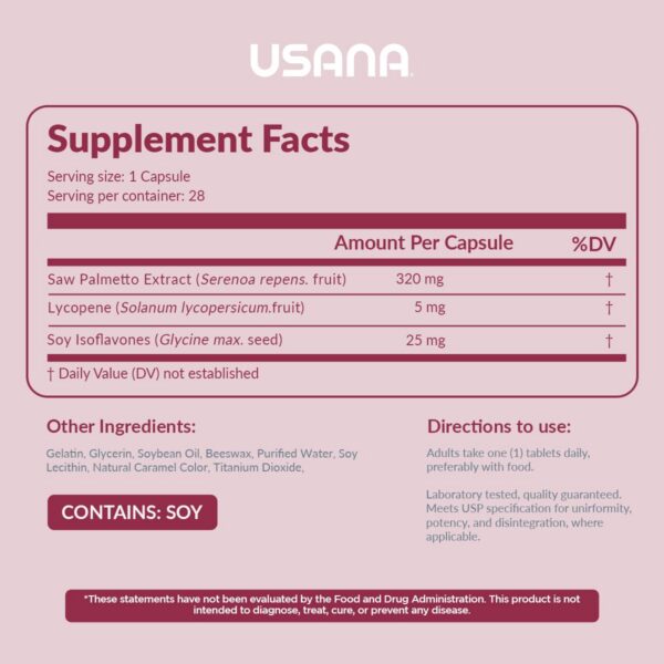 Etiqueta suplemento próstata USANA Palmetto Plus