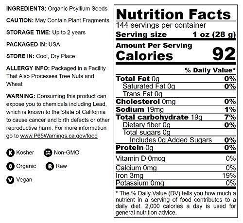 Semillas de psilio orgánicas Food to Live empaque frontal