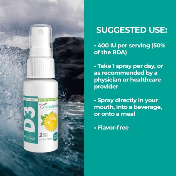 Uso spray vegano vitamina d3 en boca o alimentos