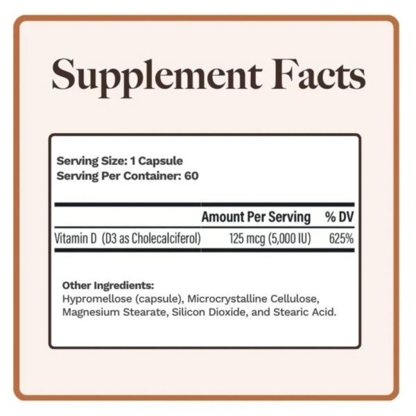 Utzy Naturals D3 5000 UI etiqueta trasera