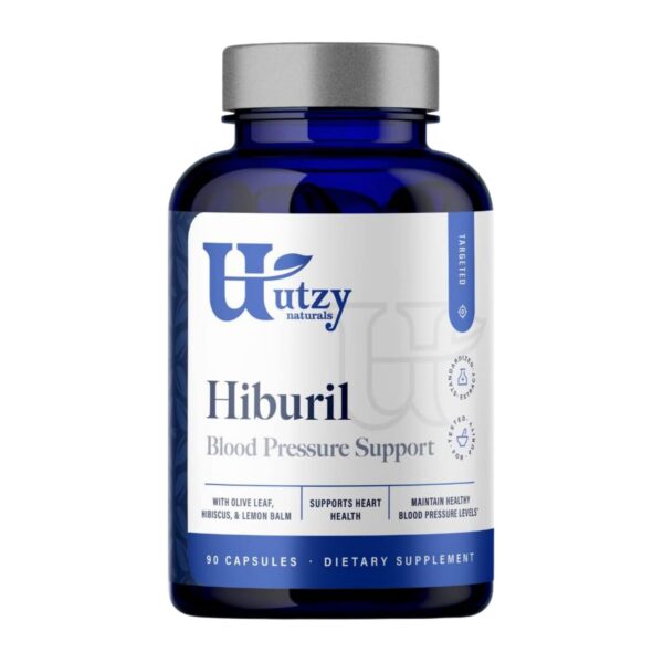 Frasco de Utzy Naturals Hiburil suplemento presión arterial 90 cápsulas