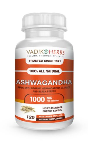 Frasco Vadik Herbs Ashwaganda Orgánica 1000 mg