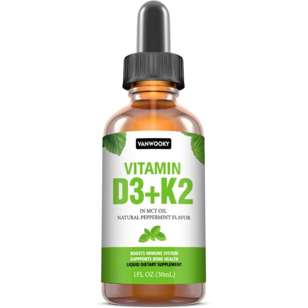 Version 1.0.0 Frente del frasco VANWOOKY D3 + K2 gotas