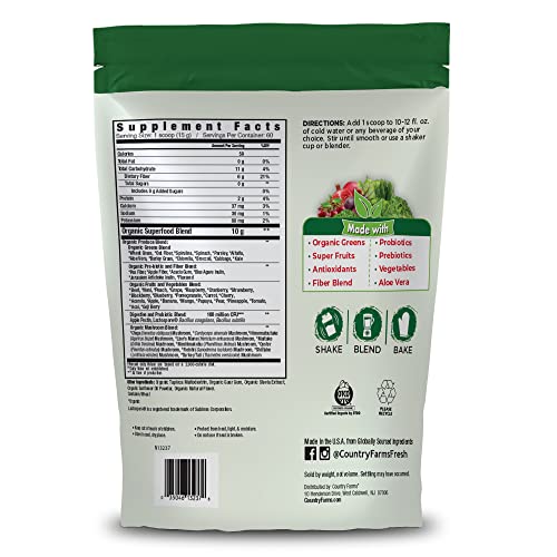 Vaso con bebida preparada Country Farms Super Greens