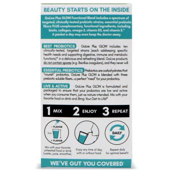 Version 1.0.0 Vaso con polvo GoLive Glow para mezclar salud inmunidad