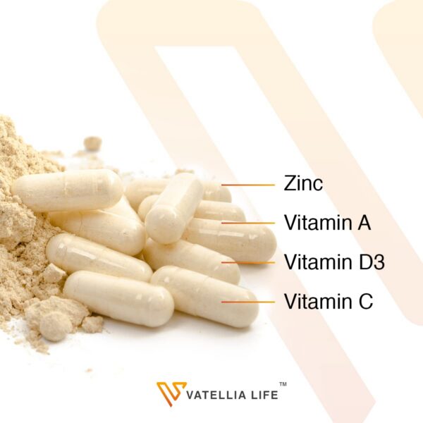 Detalle de cápsulas blancas