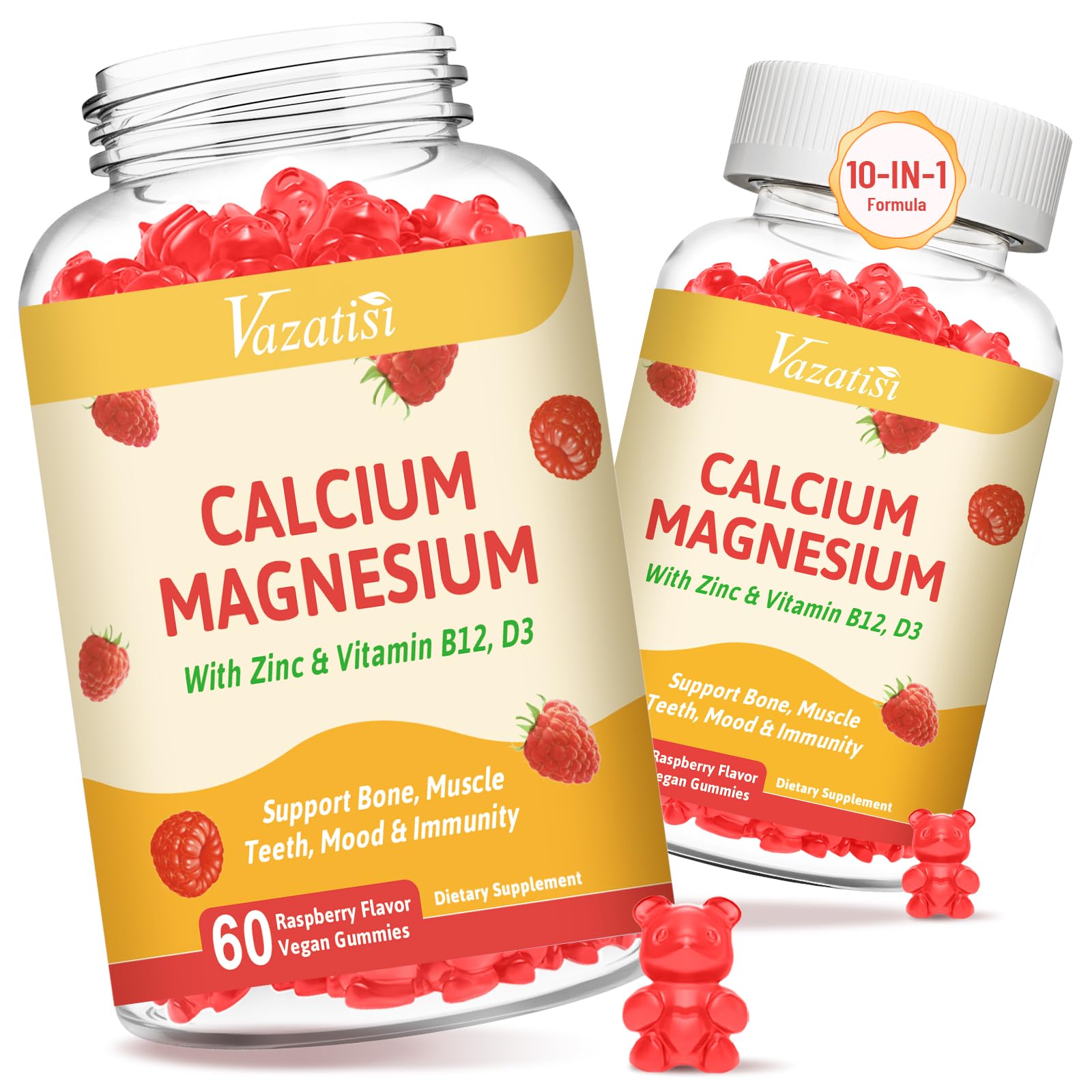 Vazatisi Calcium Magnesium Zinc Vitamin D3, Raspberry