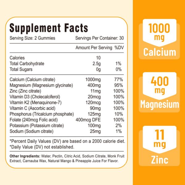 Etiqueta frontal de Vazatisi gomitas calcio