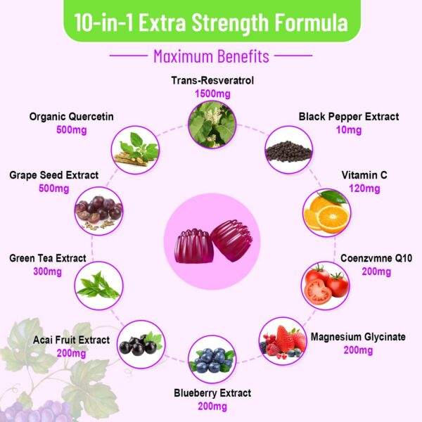 Etiqueta lateral de Vazatisi Resveratrol gomitas