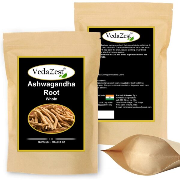 Raíces enteras de Ashwagandha orgánica Vedazest