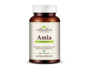 Vedikroots Amla cápsulas frasco etiqueta