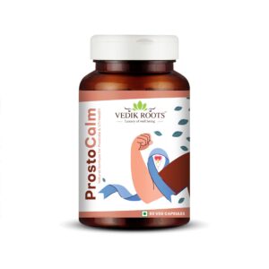 Frasco de cápsulas veganas para próstata VEDIKROOTS con hierbas