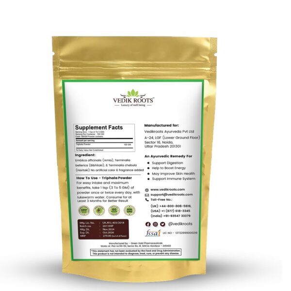 Instrucciones de uso Triphala polvo