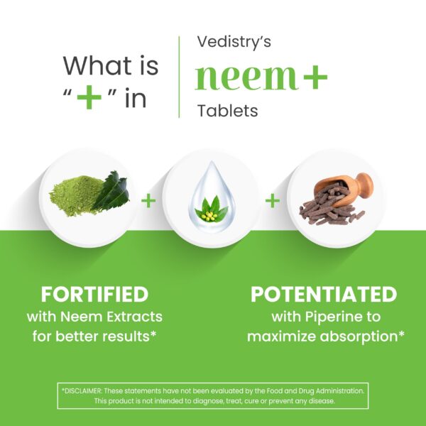 Vedistry neem+ detalles tabletas long pepper para piel