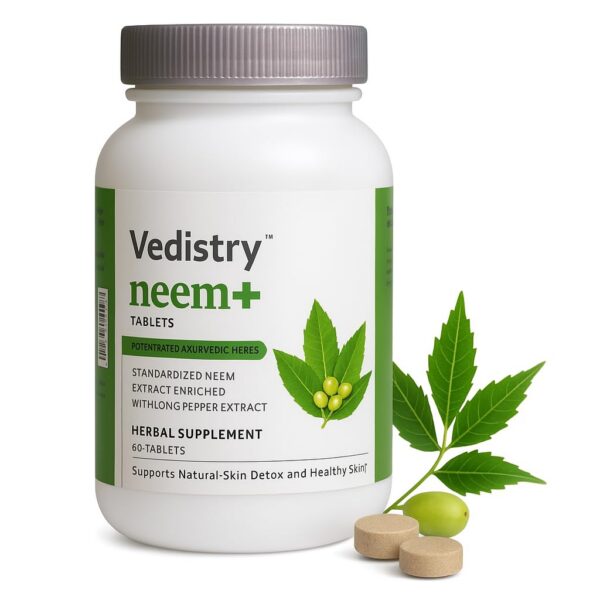 Vedistry neem+ suplemento herbal vegano 1100mg tableta paquete