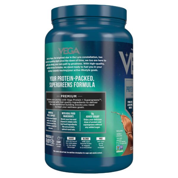 Etiqueta trasera de Vega Protein & Greens chocolate