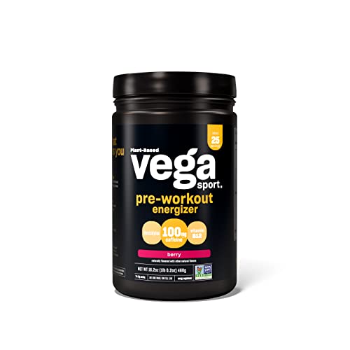 Vega Sport Pre-Workout Energizer polvo sabor baya paquete frontal