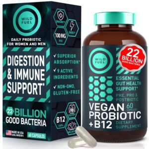 Vegan Probiotic Plus B12 suplemento salud digestiva 22 mil millones