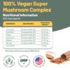 Vegan Vitality cápsulas de hongos como Reishi, Chaga y Melena de León para cerebro