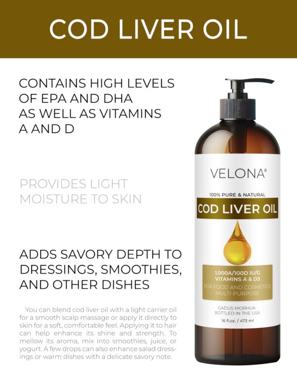 Etiqueta Velona cod liver oil detalle