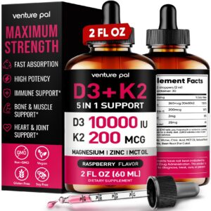 Venture Pal gotas vitamina d3 10000 ui con k2 y magnesio frambuesa
