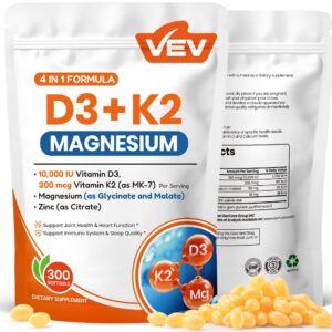 Version 1.0.0 Frasco frontal de VEV Vitamin D3 K2 10000 UI softgels