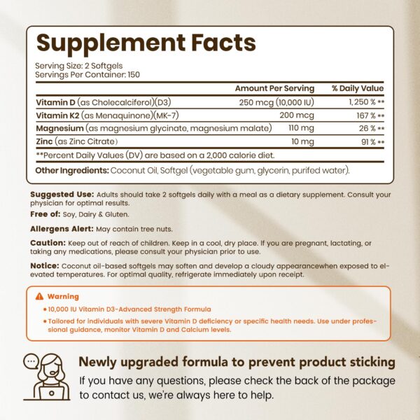 Version 1.0.0 Etiqueta frontal de D3 K2 con aceite de coco