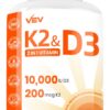 Frasco de VEV Vitamina D3 K2 10,000 UI 300 cápsulas