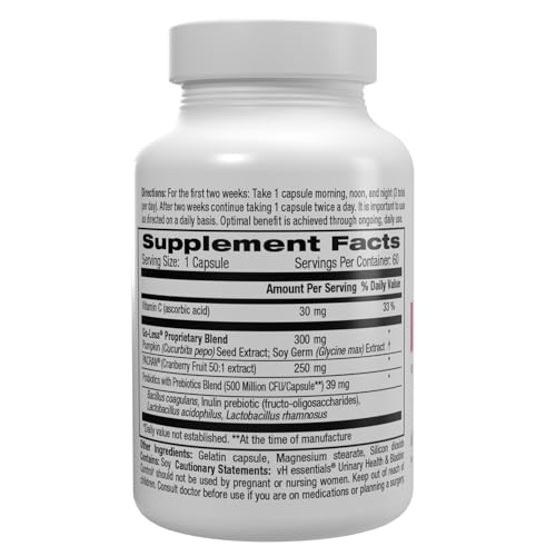 vH essentials suplemento fórmula avanzada para salud urinaria mujer