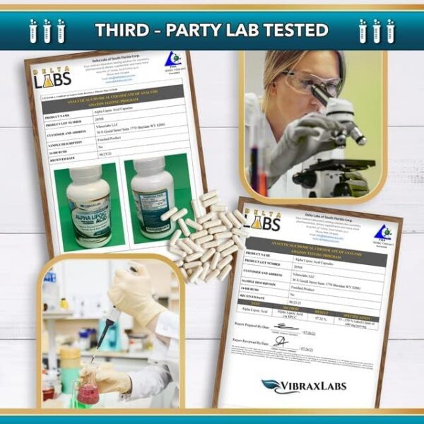 Caja con frasco de Alpha Lipoic Acid 600mg - Vista lateral