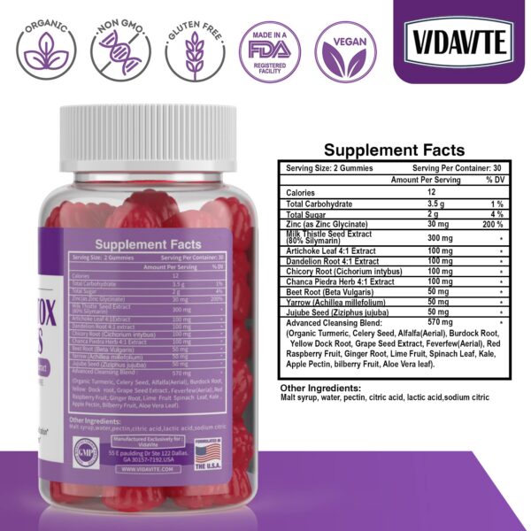 Frasco de VIDAVITE gomitas para soporte esencial del hígado