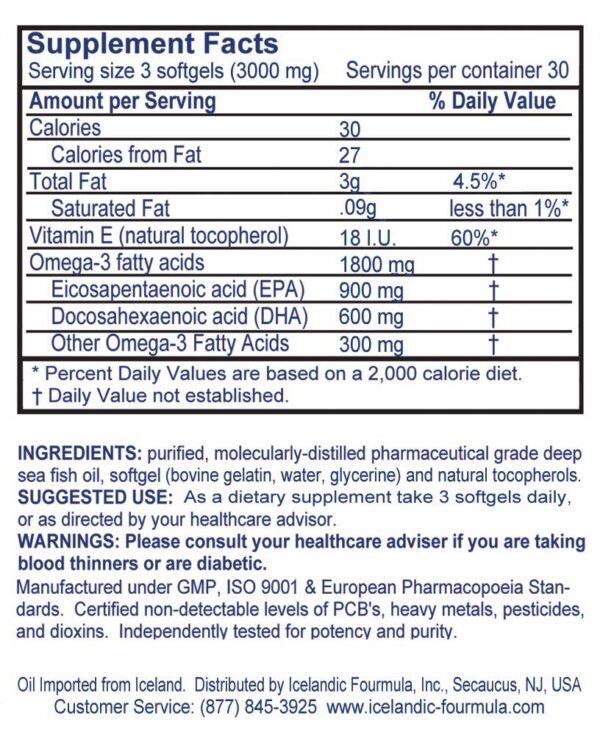 Etiqueta del producto Omega-3 Islandés Viking