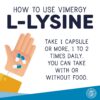 Etiqueta de Vimergy L-Lysine mostrando información de producto
