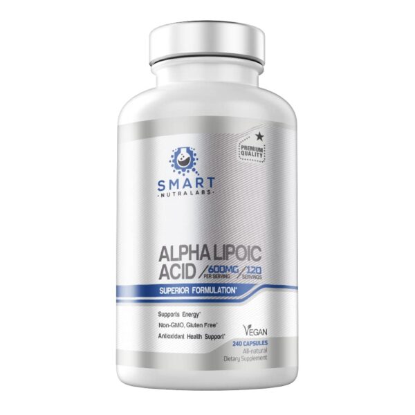 Label close-up of Alpha Lipoic Acid bottle