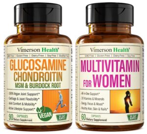 Frente del envase Vimerson Health glucosamina vegana condroitina MSM