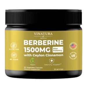 VINATURA berberina 1500mg suplemento 90 cápsulas botella frontal