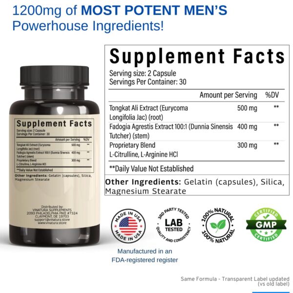 Etiqueta de VINATURA Tongkat Ali Fadogia Agrestis