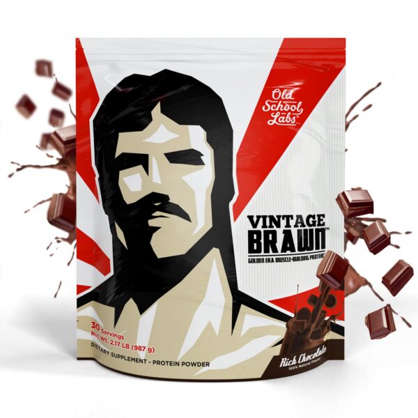 Vintage Brawn proteina aislada en polvo – vista frontal