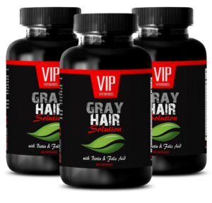 VIP VITAMINS suplemento energía biotina ácido fólico cabello gris