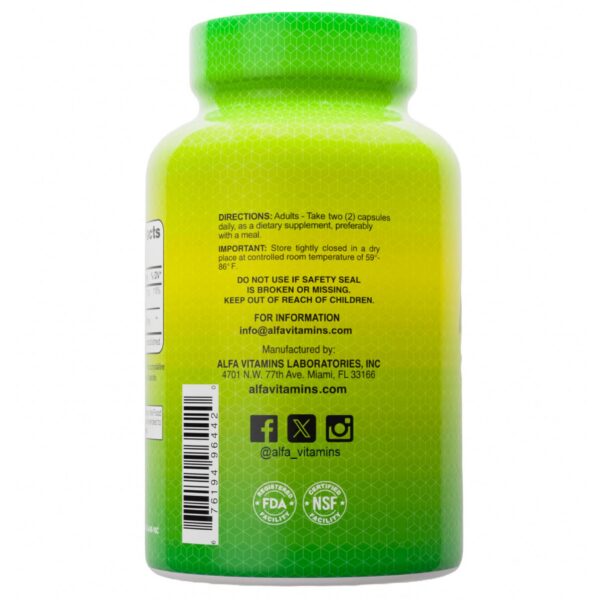 Vista de cápsulas ALFA VITAMINS moringa.