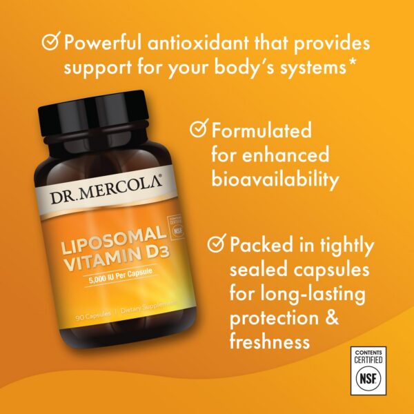 Vista frasco Dr Mercola vitamina d3 liposomal