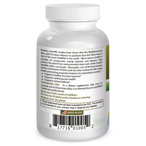 Vista lateral botella Best Naturals extracto hoja de olivo