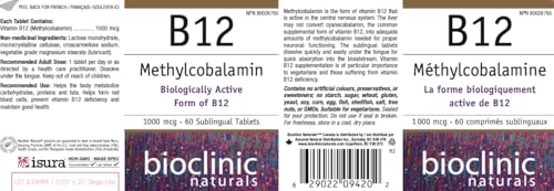 Vista lateral Bioclinic Naturals B12 1000 mcg
