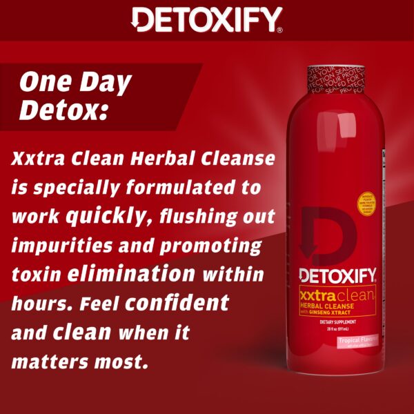 Vista lateral botella Detoxify Xxtra Clean bebida desintoxicante